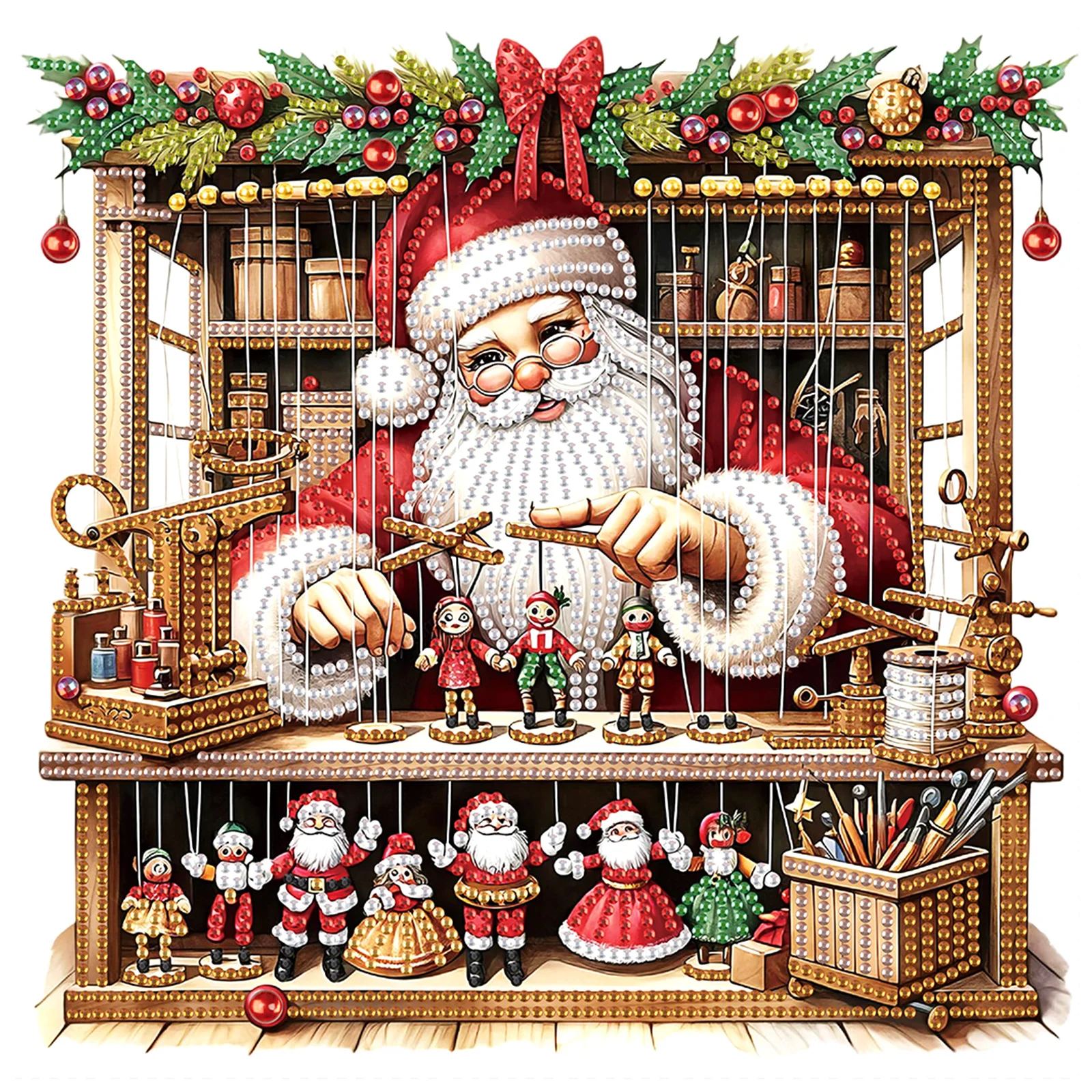 Diamant-Set in spezieller Form für Anfänger und Erwachsene, DIY-Weihnachtsmann-Diamant-Kunstgemälde für Zuhause, Wanddekoration, Weihnachtsgeschenk
