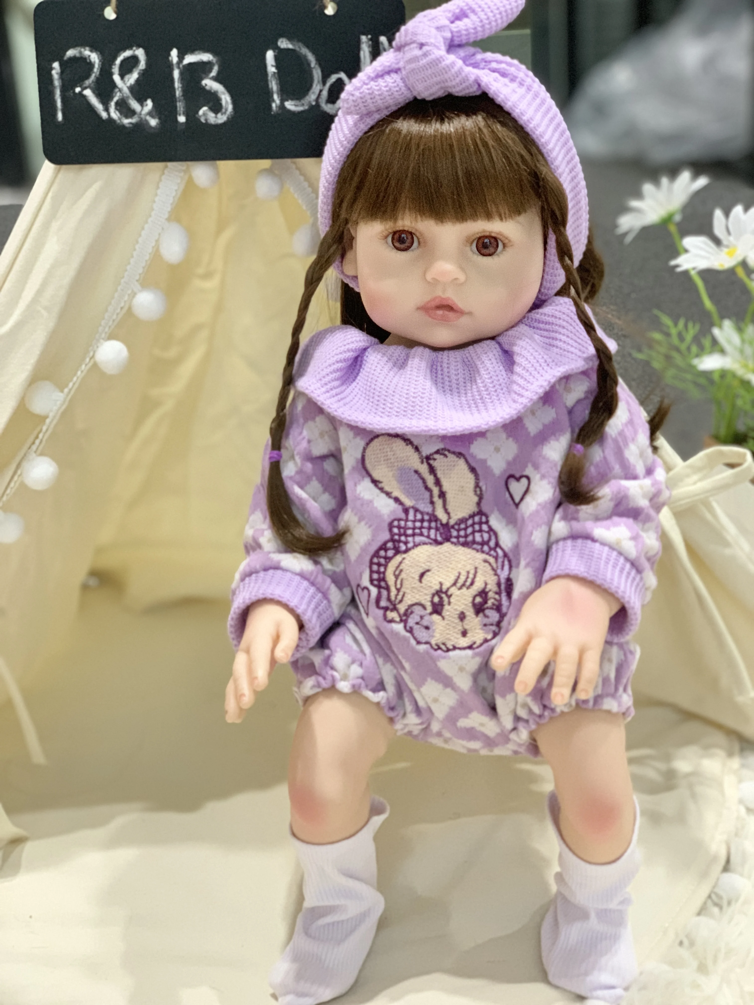Poupées Reborn Pascale 17 pouces, poupées réalistes pour nouveau-nés avec corps en tissu doux, poupées endormies réalistes, ensemble cadeau d'anniversaire pour enfants de 3 ans et plus