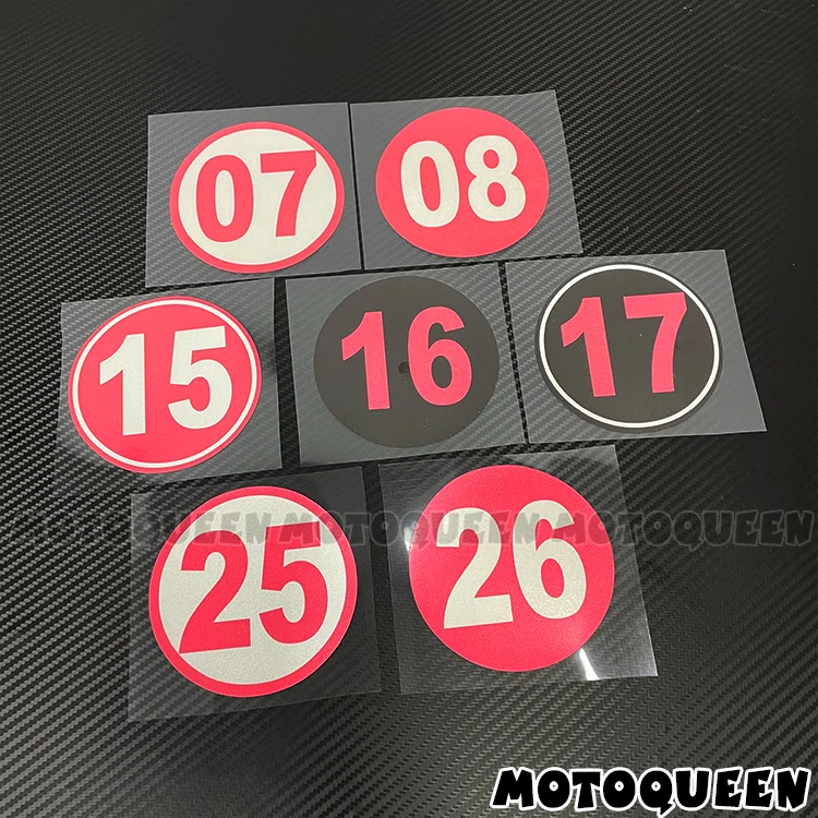 Racing Number 07 08 15 16 17 25 26 Motorcycle Helmet Fairing Decal Fuel Tank Side Cover Circle Pink Stickers For Honda Suzuki