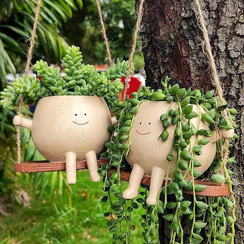 

Cute Swing Jar And Small Flower Pot, Outdoor Courtyard Decoration Small Pendant, An Excellent Gift For Family And Friends