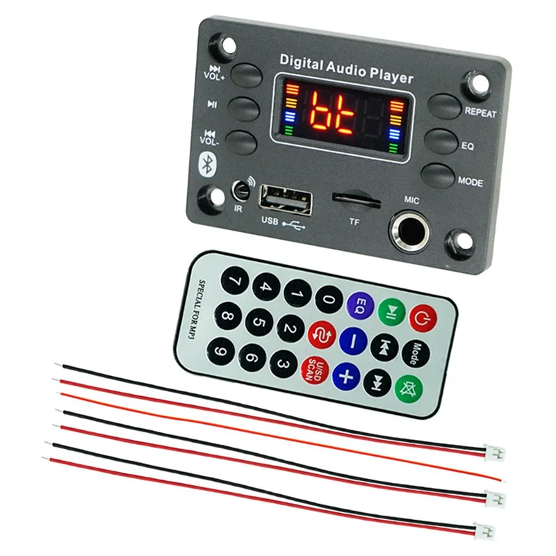 Excellent-Microphone Interface Bluetooth Mp3 Decoding Board Amplifier Board 2X25W Bluetooth Module Car Audio Parts Accessories