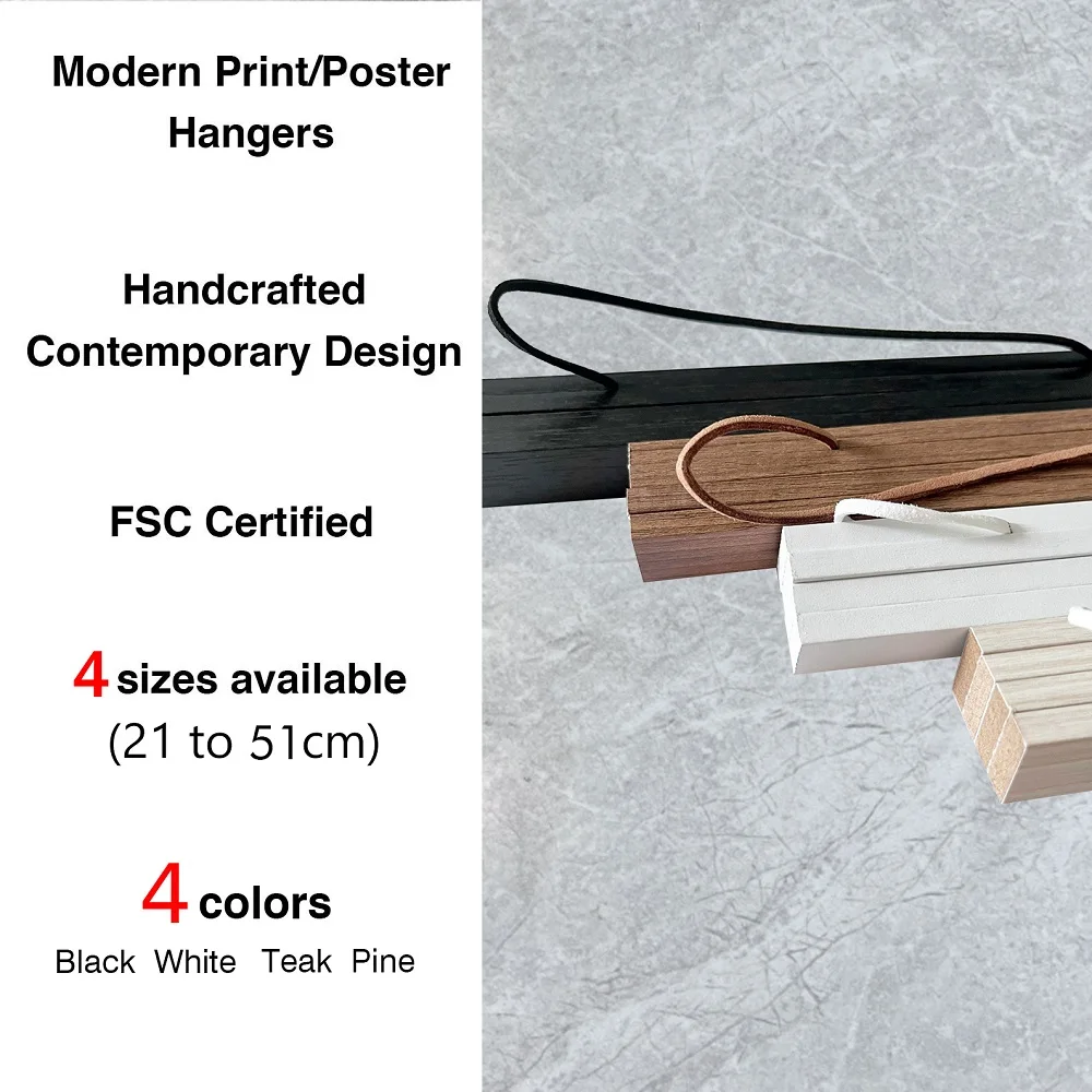 4pc Teak Wood Magnetic Poster Hangers Black White Teak 21 30 40 50cm Wall Photo Frame Scroll Canvas Paintings Frames for Picture