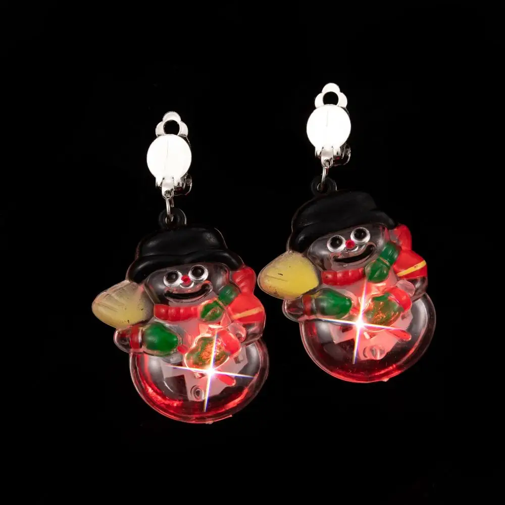 

Electric Merry Christmas Earrings Santa Claus Candy Cane Xmas Dangle Ear Clips Snowflake Shiny Glowing Xmas Dangle Earrings