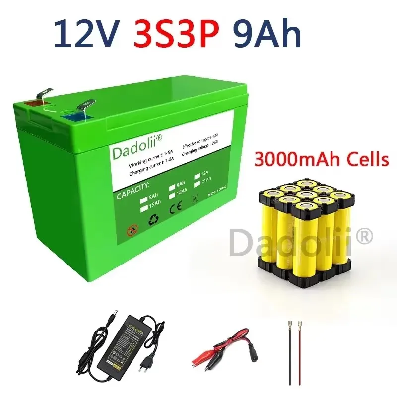 202512VBattery21Ah 3S7p18650 lithium battery pack Rechargeable battery for solar energy electric vehicle battery+12.6v3A charger