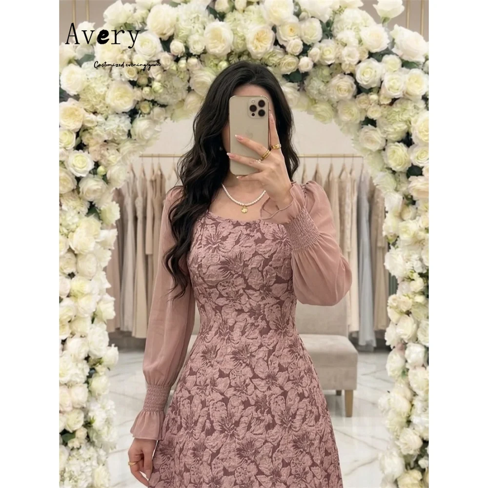 

Avery Customized A-line Flower Long Sleeve Round Neck Women Evening Dress for Event Elegant Party Dresses for Women Luxury Prom