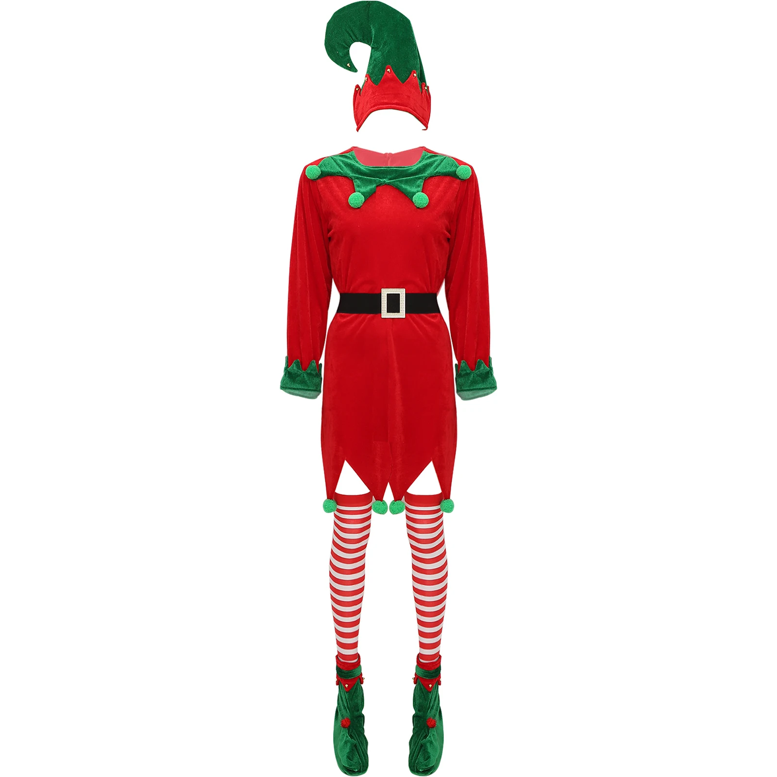 

Adult Mens Womens Cute Christmas Costume Dressup Bad Naughty Elf Roleplay Costume Suit Music Festival Carnival Fancy Theme Party