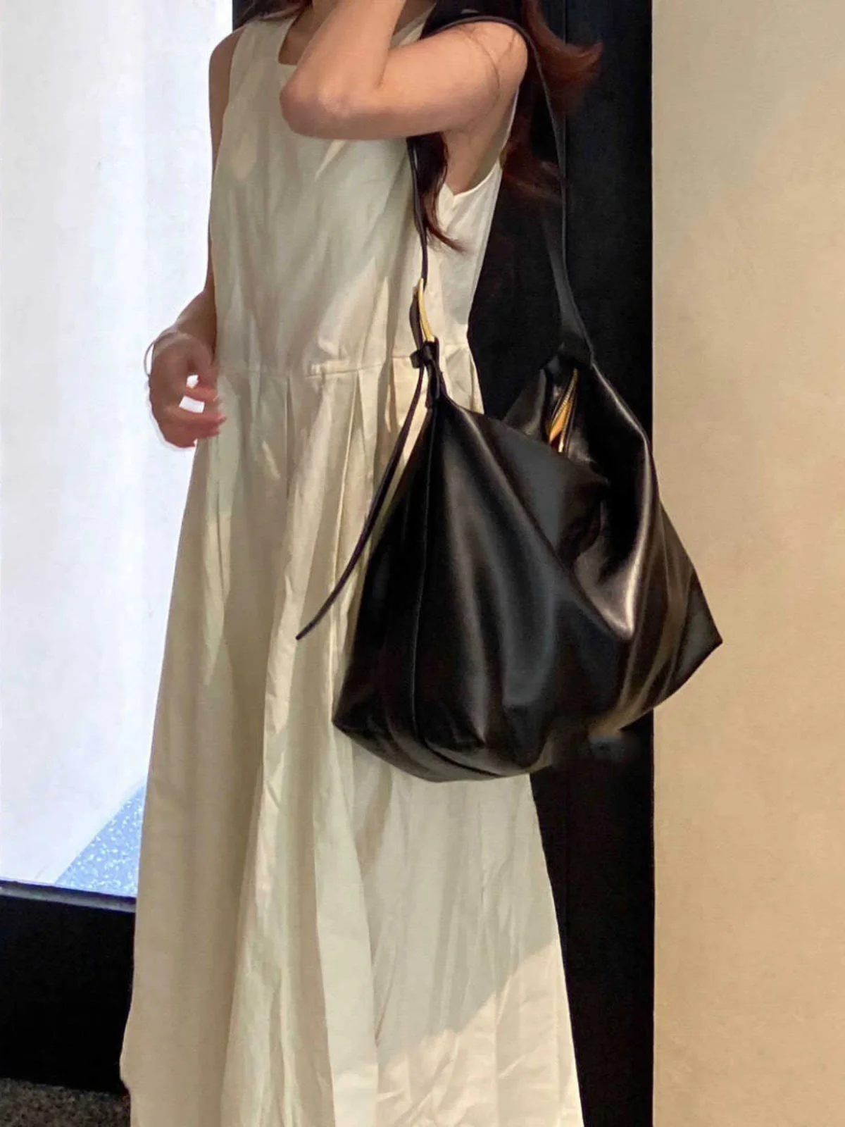 Borsa tote retrò giapponese Sle Borsa a tracolla grande Capaci Borsa per pendolari singola in morbida pelle PU Casual Sle per giovani