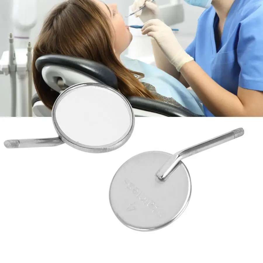 20Pcs Dental Mouth Mirror Head Stainless Steel Detachable Odontoscope Mirror Head Dental Oral Care Tool  Mirror Handle Accessory