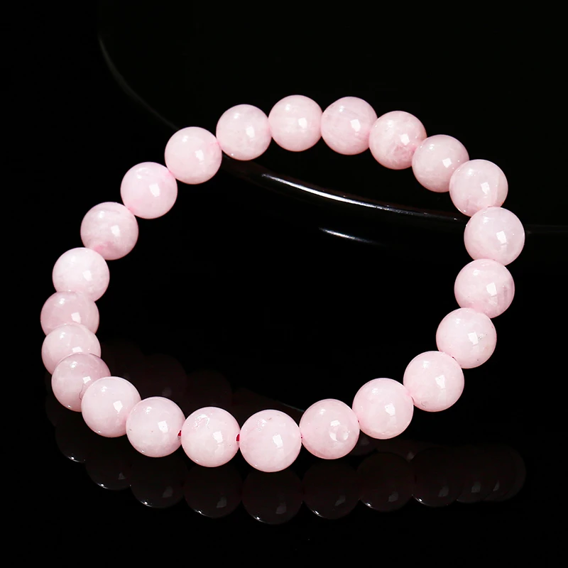 JD Natural Stone Pink Rose Quartz Crystal Beads Bracelet Women Reiki Healing Elastic Rope Jewelry Yoga Meditation Prayer Gifts