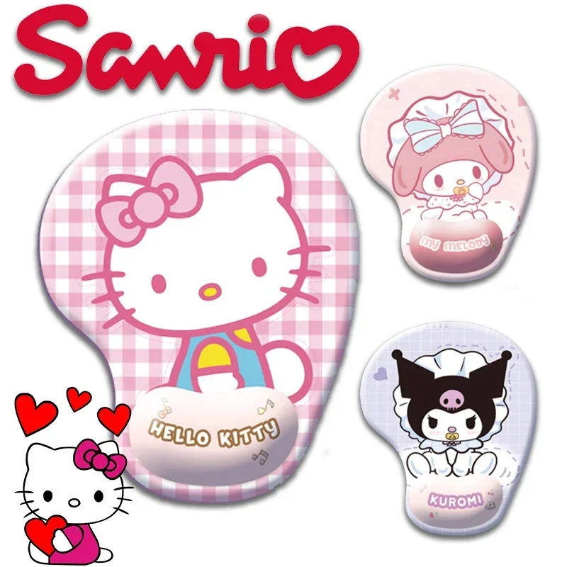 

Sanrio Hello Kitty Cute Mouse Pad with Silicone Wrist Support Anime Kuromi Melody Cinnamoroll Kawaii Games Office Anti-slip Pad