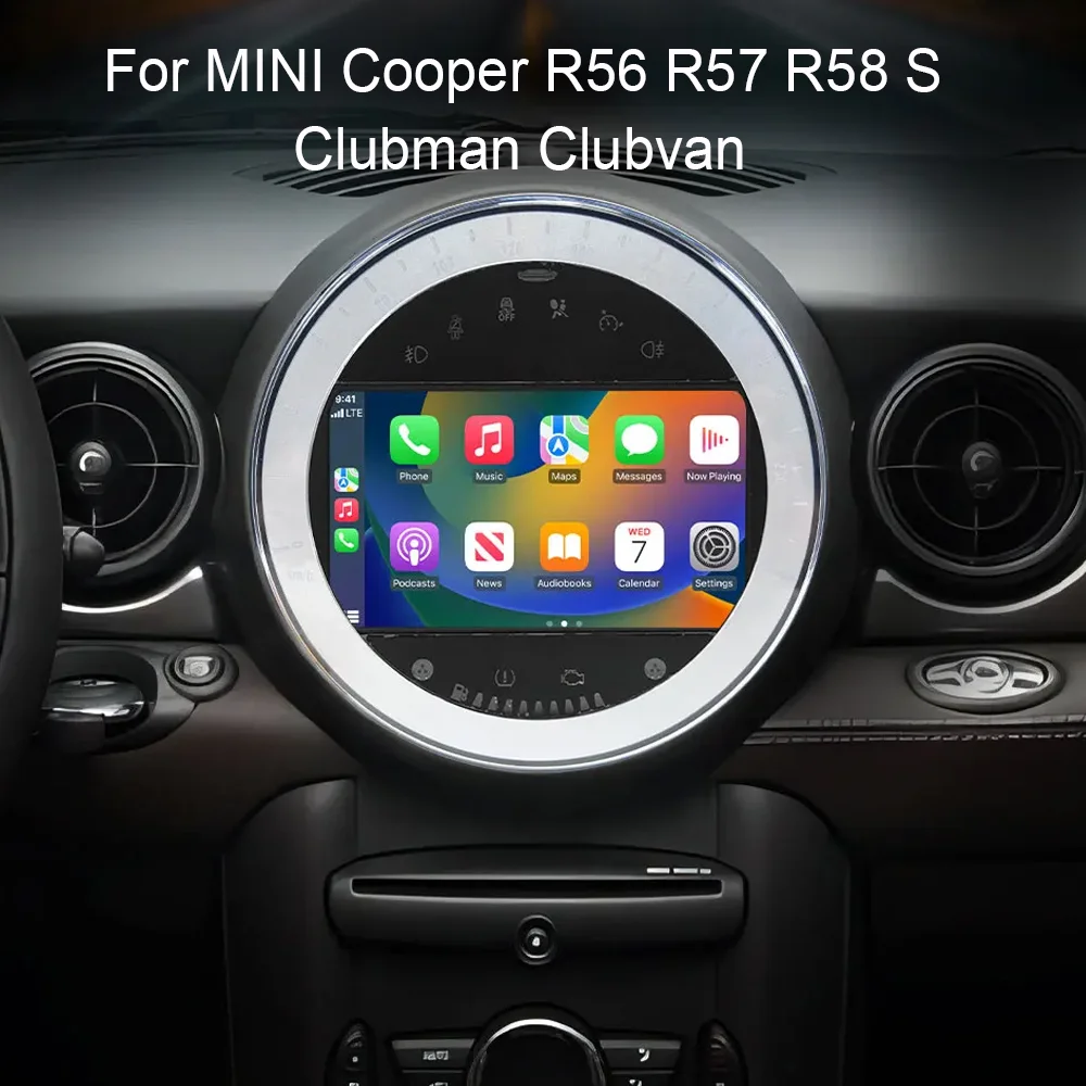 Rádio Carplay sem fio para MINI Cooper R56 R57 R58 S Clubman Clubvan 7 polegadas IDS 720P Android 13 Wifi Qualcomm 256GB GPS com navegação