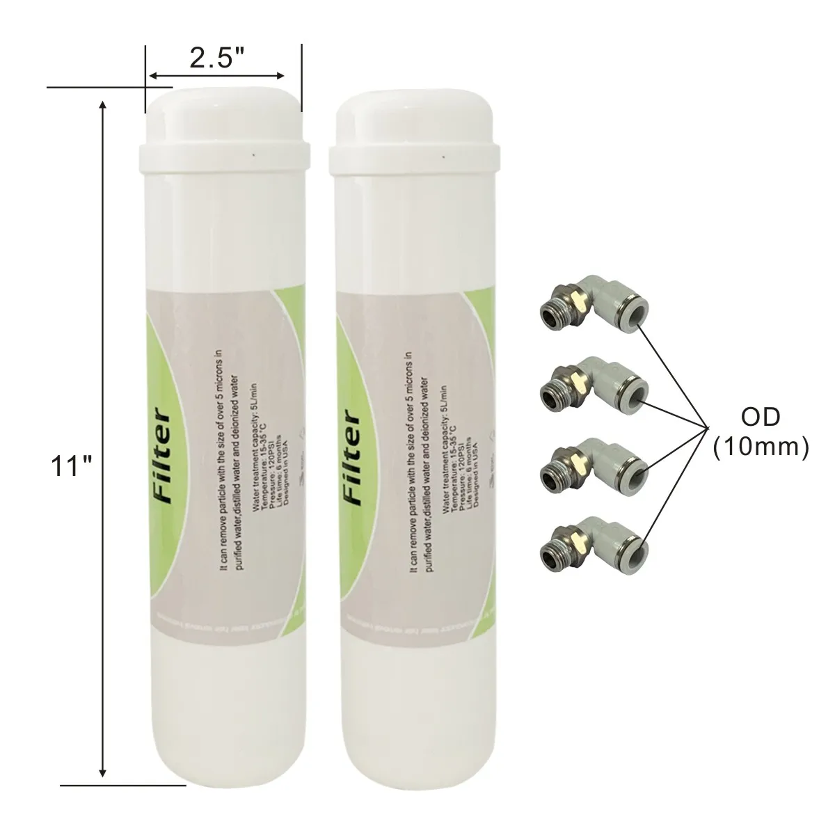 2 PACK OF Diode Laser Water Filter for hair removal beauty Machine Cooling, Include Connectors(10mm OD)