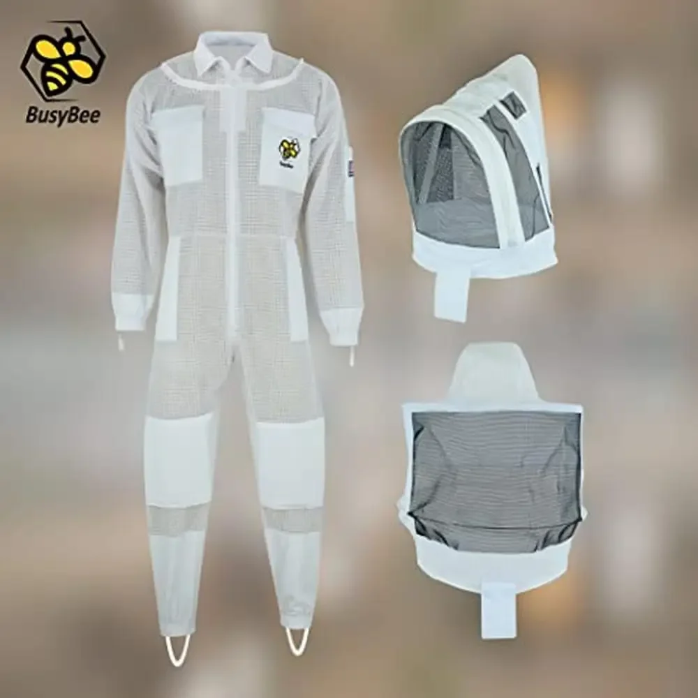 Traje de apicultor de 3 capas a prueba de picaduras para hombres, protección de abejas Ultra Breeze, diseño Premium, velos desmontables, Hornet a prueba de clima