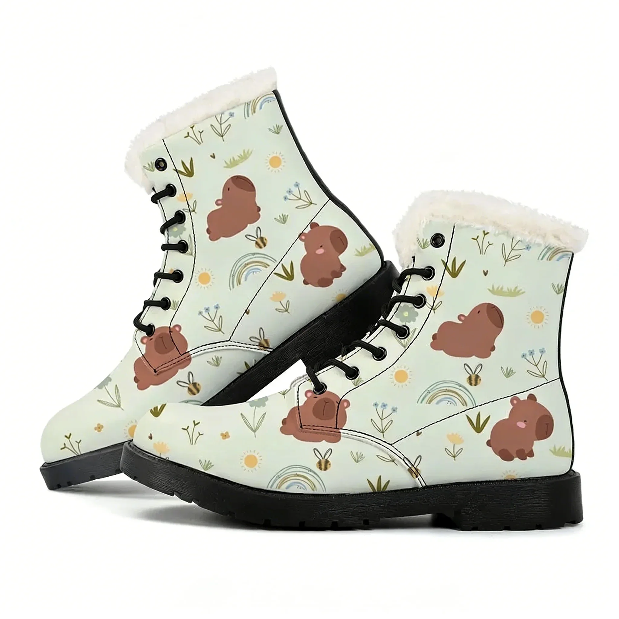 Capybara Plush Boot Mens Womens Teenagers Casual Shoes Outdoor Keep Warm Leather Boots Couple High Quality Personalized Shoe - view 2