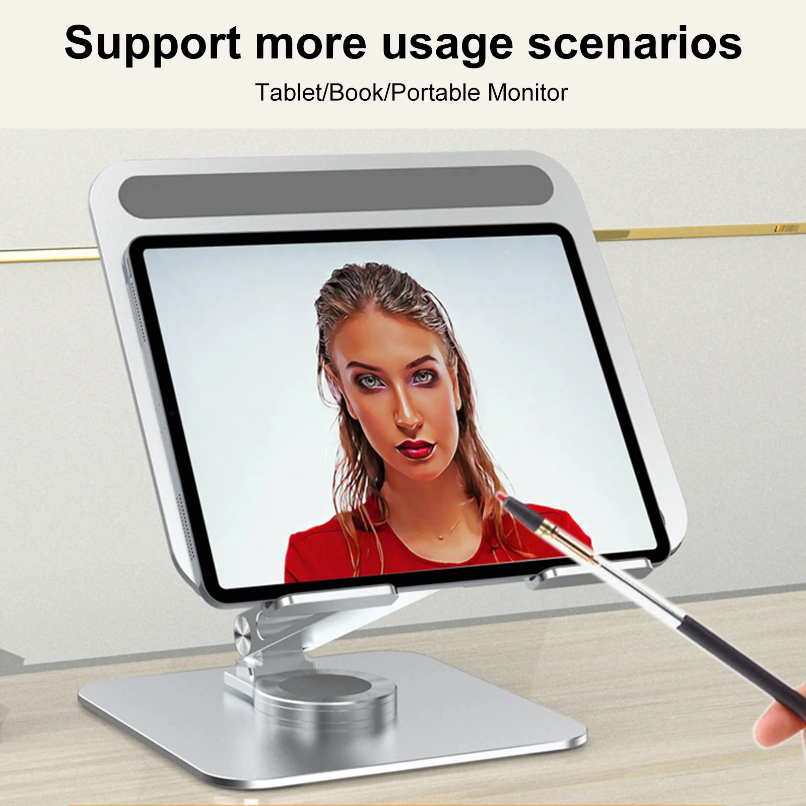 Premium Aluminum Laptop Stand: 360° Adjustable Rotation & Anti-Slip Silicone Base for Ergonomic Workspace Stability  - Image 6