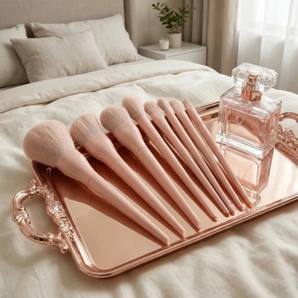 

Fashion Furry Professional Makeup Brushes Makeup Tools Candy Color Eyeshadow Powder Brush Soft 10PCS Cosmetic Brush Set Ladies