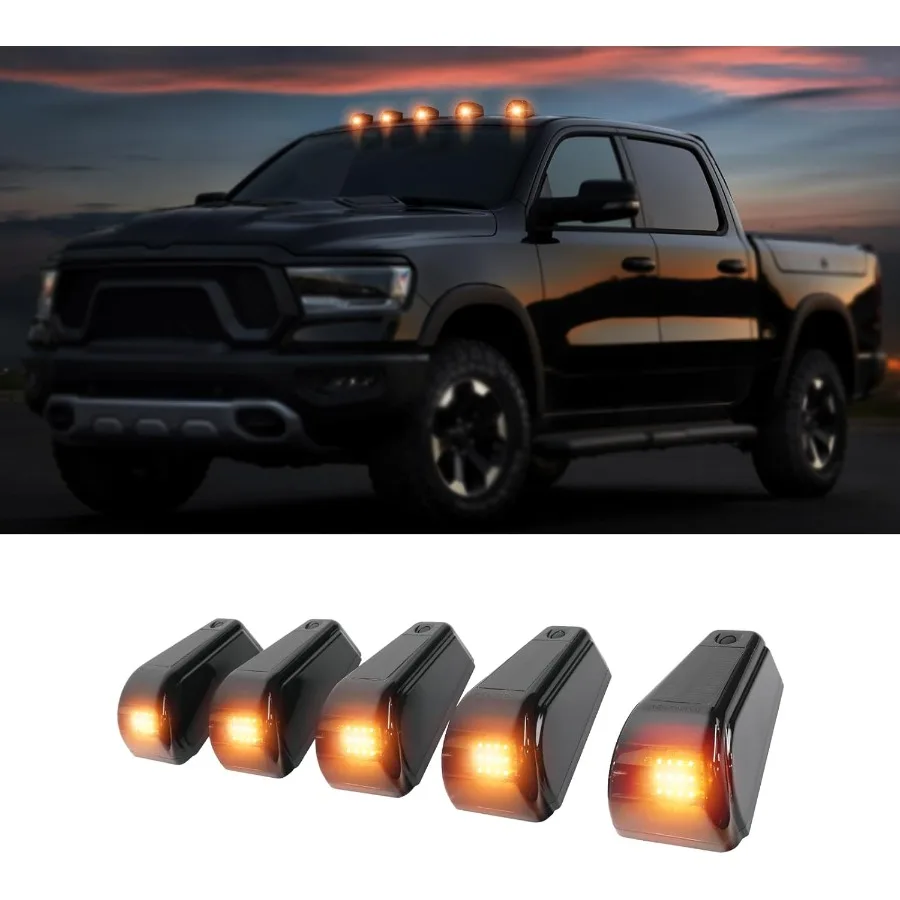 

5 шт. желтые беспроводные габаритные огни на крыше с солнечной энергопотреблением и 12 светодиодными сигнальными огнями, дымовые линзы, IP67, водонепроницаемые, без установки дрели