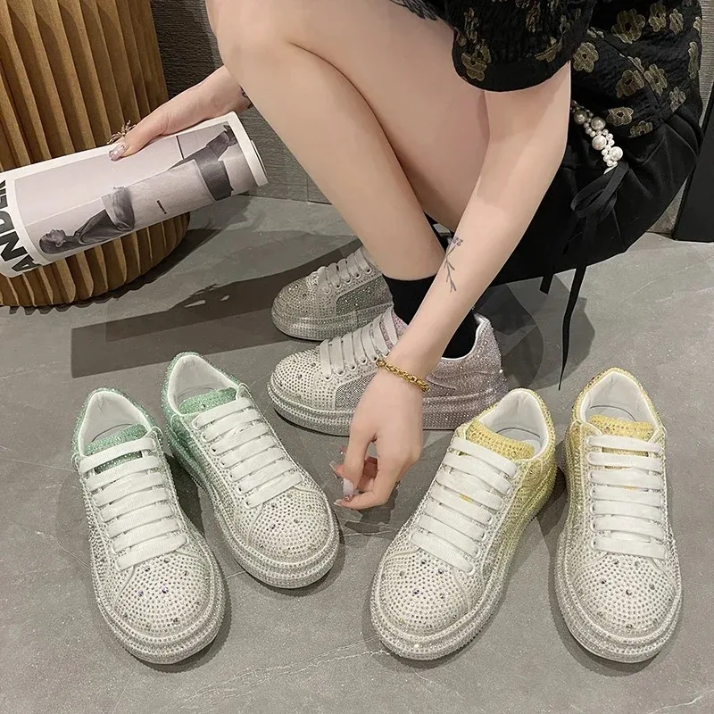 

Designer Diamond Gradient Color Women's Casual Shoes Fashion Sports Shoes Fashion Shining Luxury Women's Shoes Zapatos Mujer