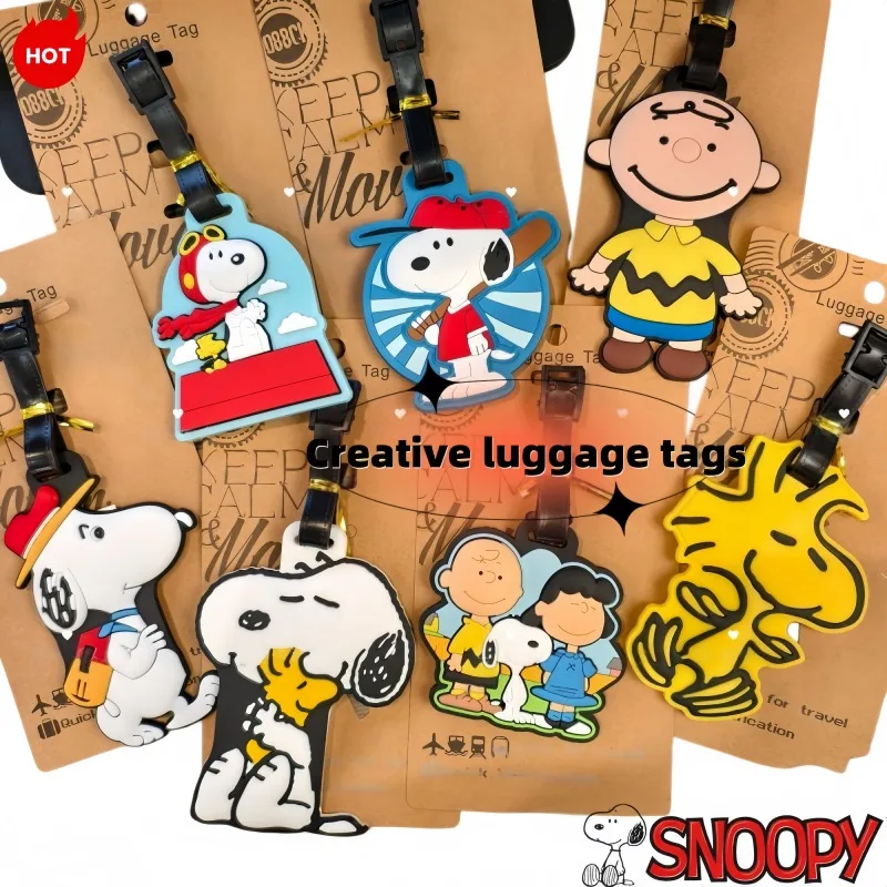 Snoopy Luggage Tag Cute Cartoon Personalized Creative Fashion Simple Travel Bag Check-in Tag Birthday Gift for Men and Women