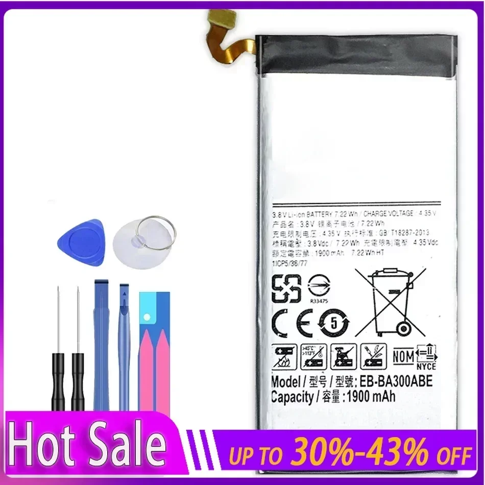 New EB-BA300ABE 1900mAh Battery for Samsung Galaxy A3 A300 SM-A300F SM-A300FU A3000 A3009 A300X Mobile Phone Batteries Warranty