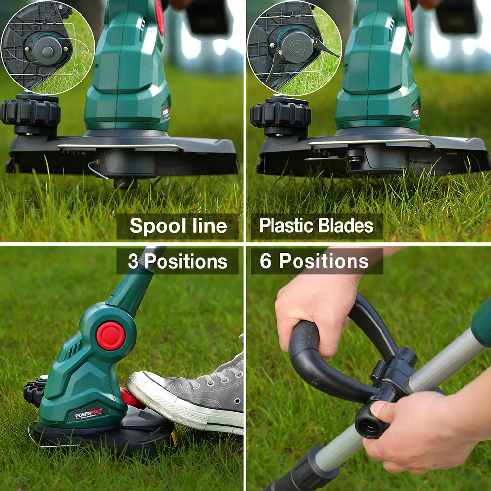 Posen pro 20v Akku-Strimmer/Kantens ch neider 2-in-1, Akku-Grass ch neider, 26cm Weg, leicht, ausziehbare Länge, Klingens ch neiden