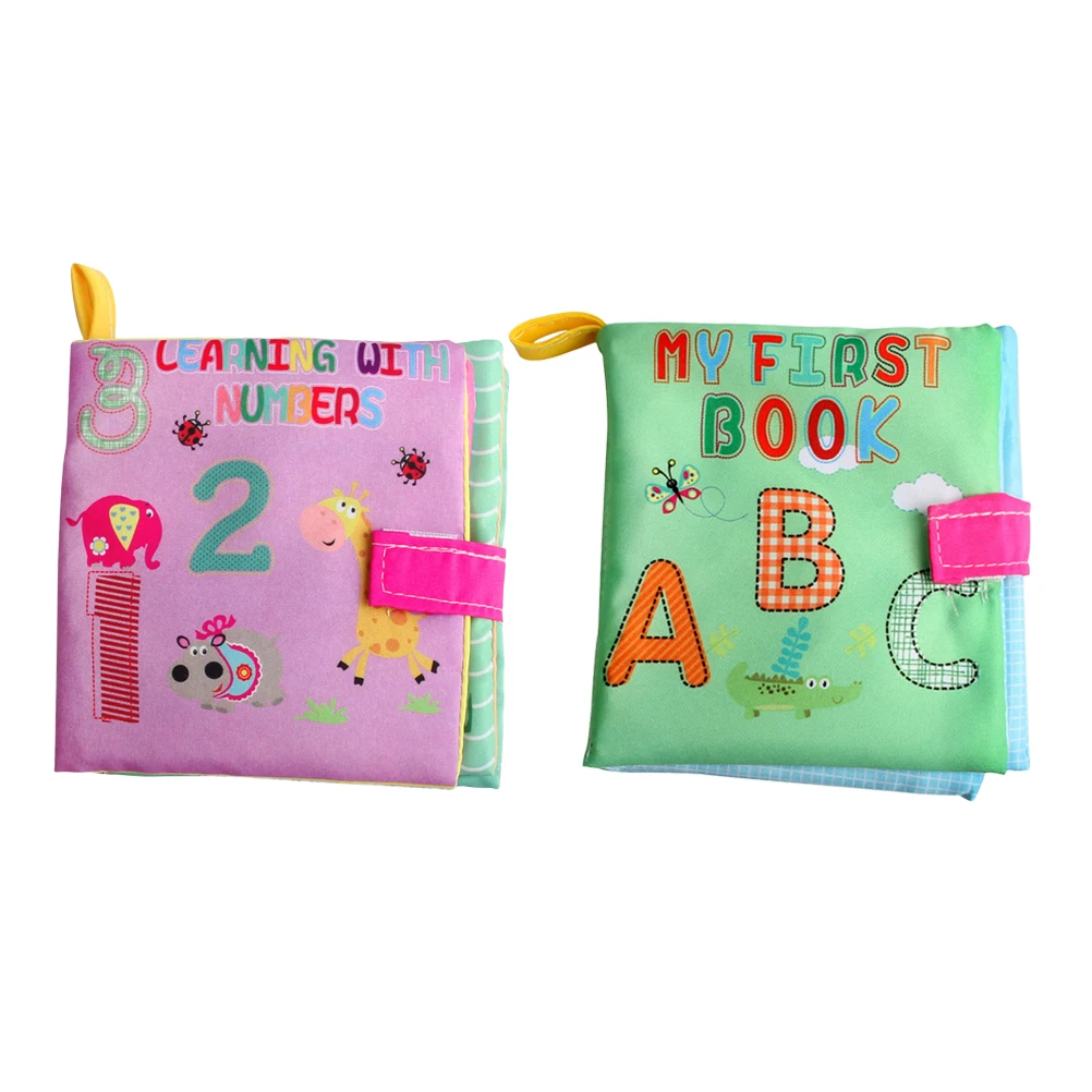 

2PCS Children Cartoon Cloth Book Early Educational Book Funny Tear Resistant Book (Numbers, Letters)