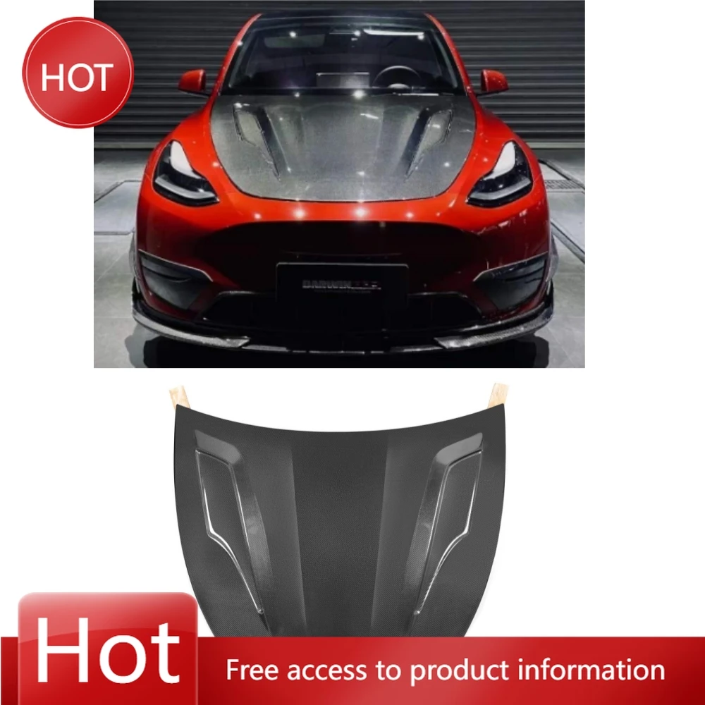 

Bonnet Hood Style For Model Y 2021+ Car Front lever machine cover Model Y Front Hood Carbon Fiber