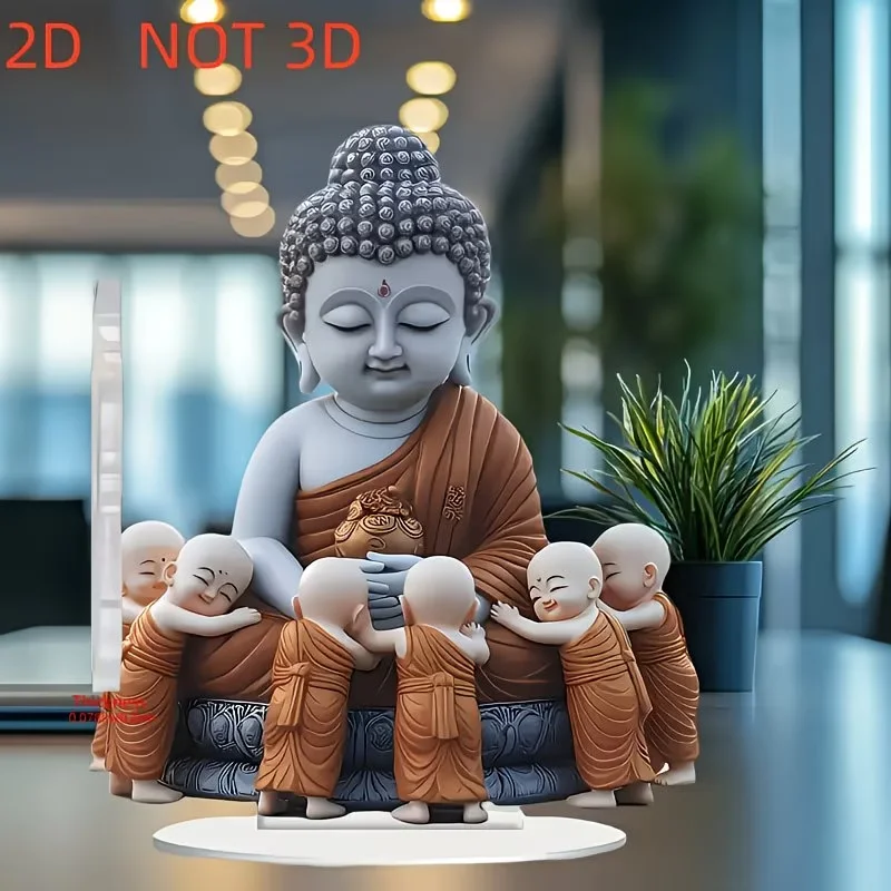1pcs Creative Buddha and Little Monk Desktop Decoration Plaque Soft Decoration Living Room Decoration and Home Decoration