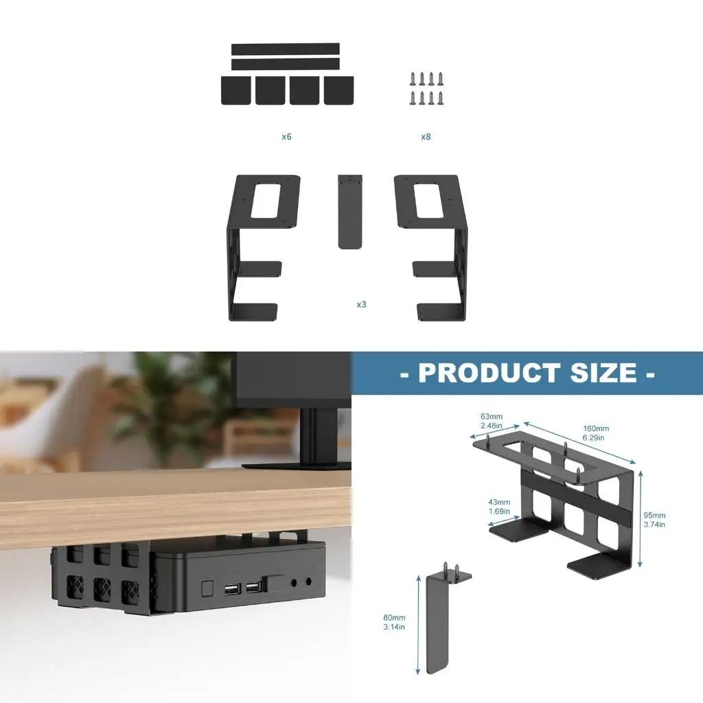 Strong Metal Under Desk Shelf For Secure Storage Of Playstations Laptops Mini Electronic Devices Mount Bracket