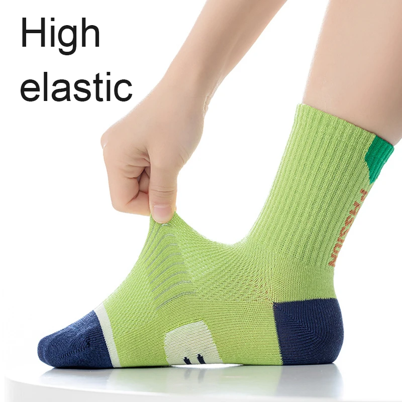 5 Paar Kindersocken Jungen Sport Midtube Socken Atmungsaktives Mesh Sport Kindersocken Laufen Radfahren Socken für Kinder