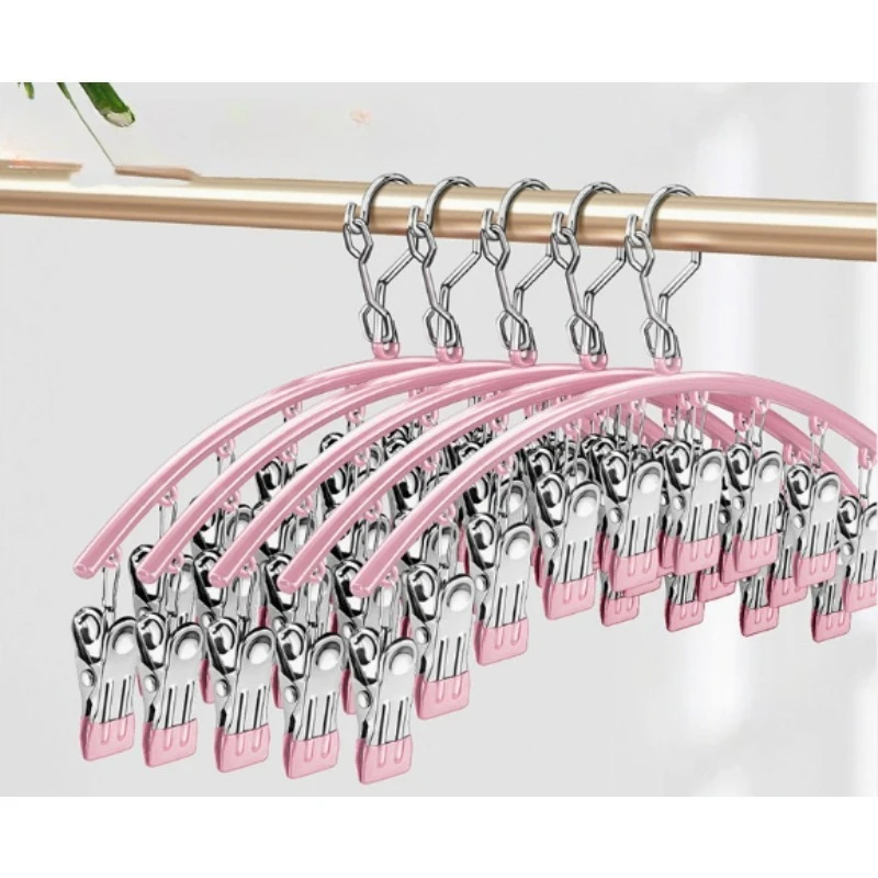 10 Clips Multi-functional Hanger with Clips, 360° Rotatable Non-slip Clothes Hanger for Pants Socks Underwear