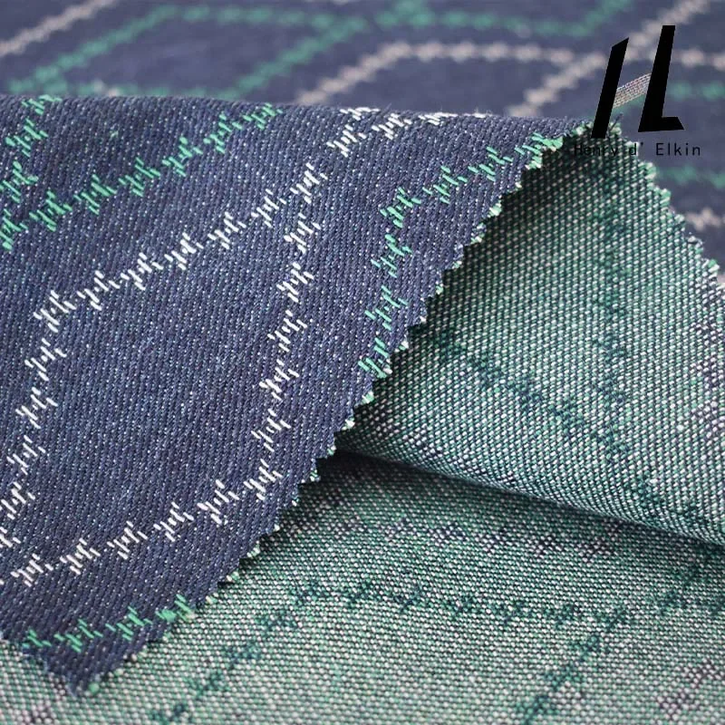 

Fashion Style Plaid Print Yarn-dyed Jacquard Denim Fabric For Clothing Skirt Pants Handmade DIY Fabric Wholesale