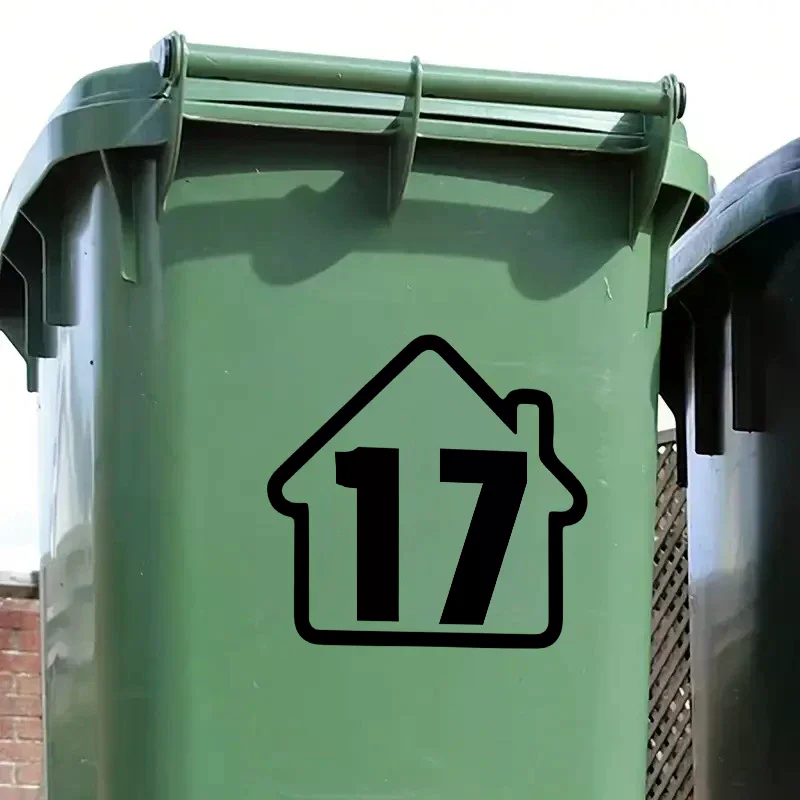 Trash Can Dustbin Number Sticker Self Adhesive Wheelie Bin Stickers Garage Decals DIY Free Combination Weatherproof