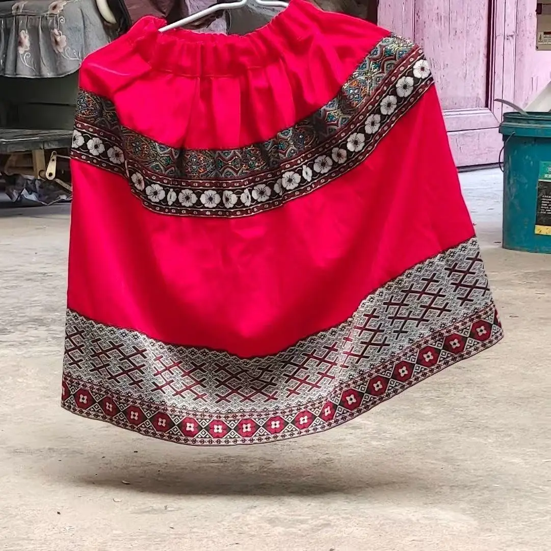 New Hmong Costume Girls National Style Miao Skirt Kids Carnival Stage Performance Skirt Daily Wear Hmong Skirts