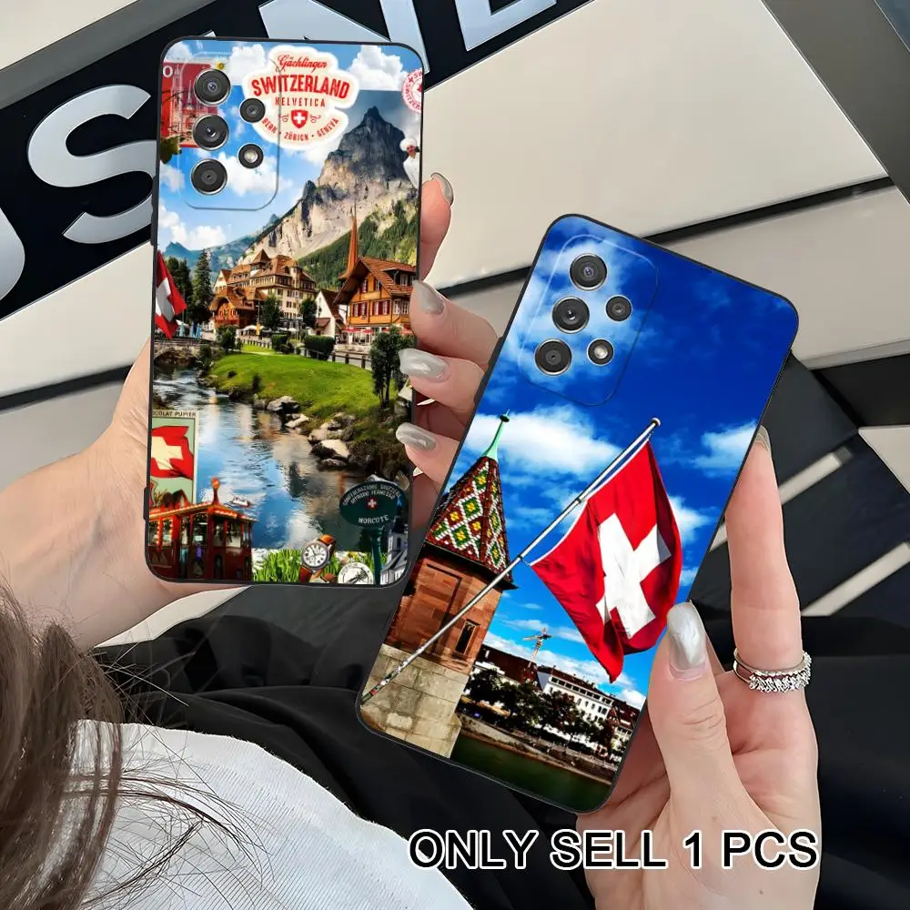 Switzerland Flag Phone Case for Samsung Galaxy A26 25 24 23 22 21 17 16 15 14 13 12 11 5G Soft TPU Shockproof Cover