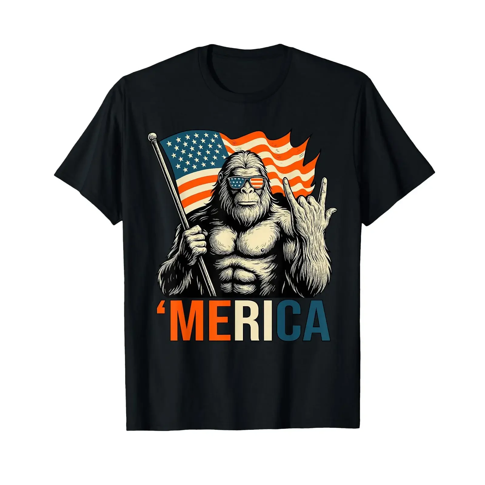 Merica Gorilla Flag Sunglasses Funny Patriotic T Shirt vintage Washed designer clothes Unisex homme Casual Stylish Versatile