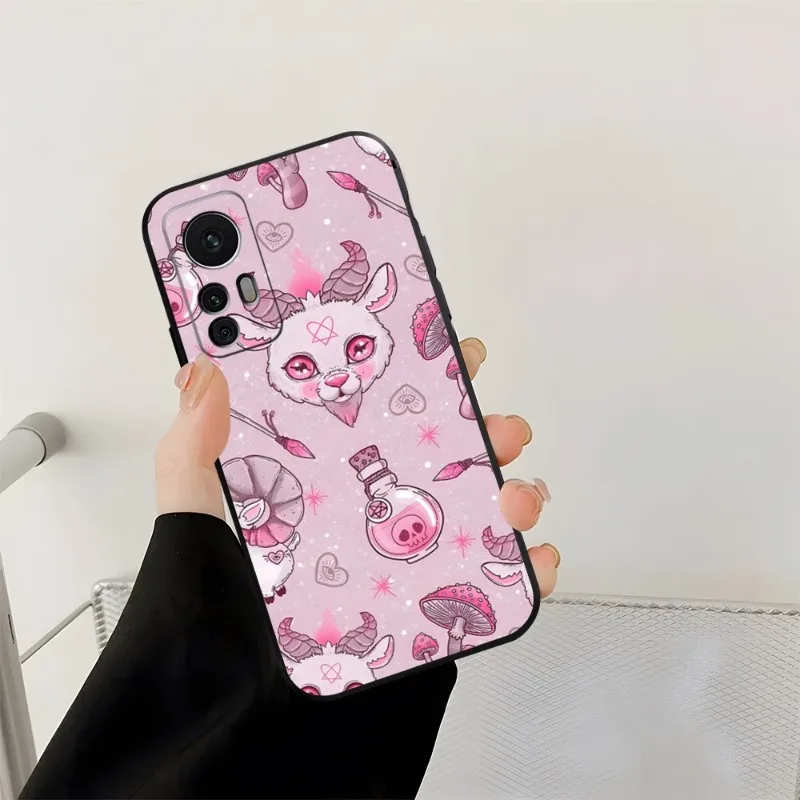 Pink Cat Skull Sorceress Witch Phone Case For Xiaomi POCOF3 X3 GT M4Pro M3 X4Pro NFC 10Pro Redmi Note 11 11T 10 9 Pro Plus Cover