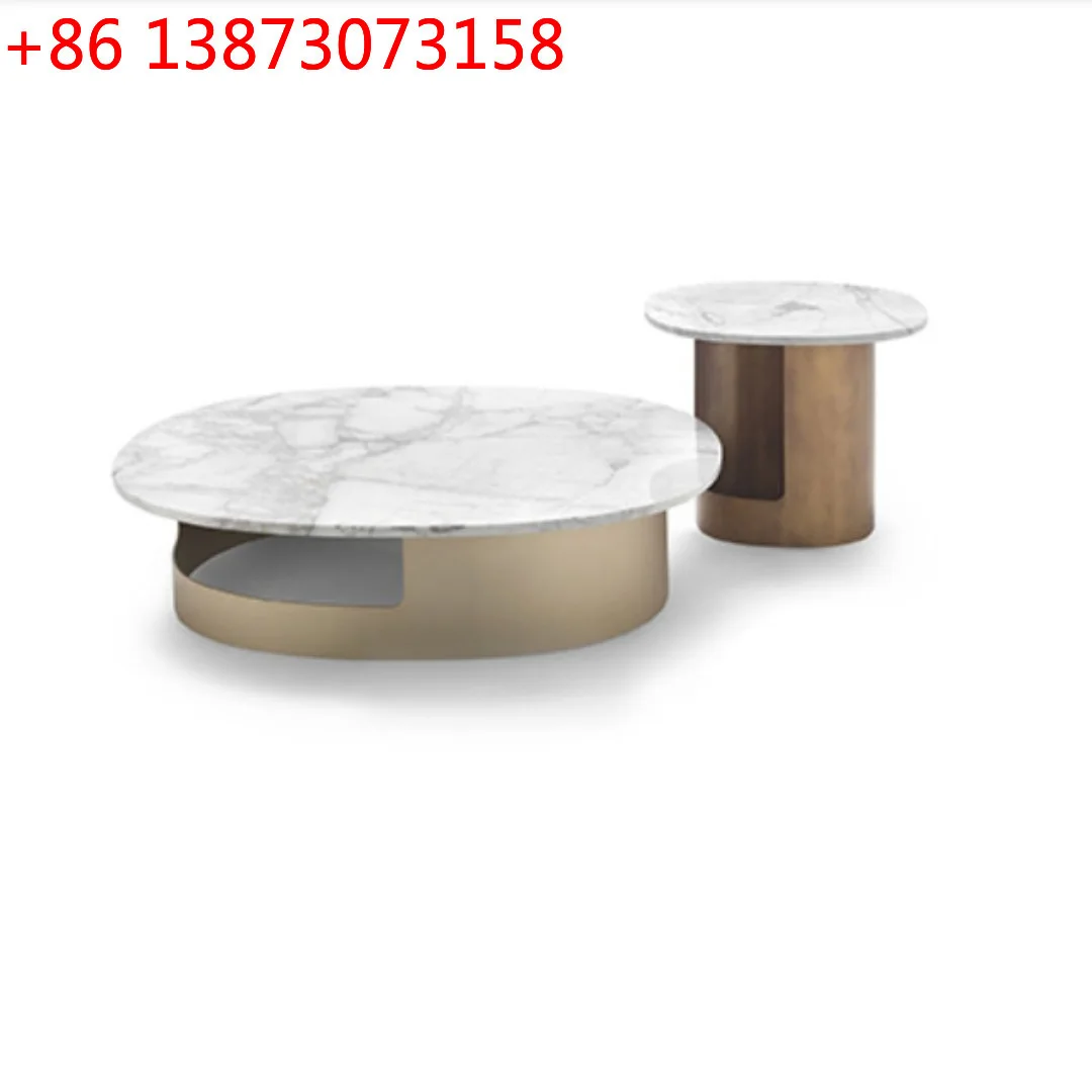 Marble coffee table living room household small apartment new Italian light luxury minimalist creative round coffee table