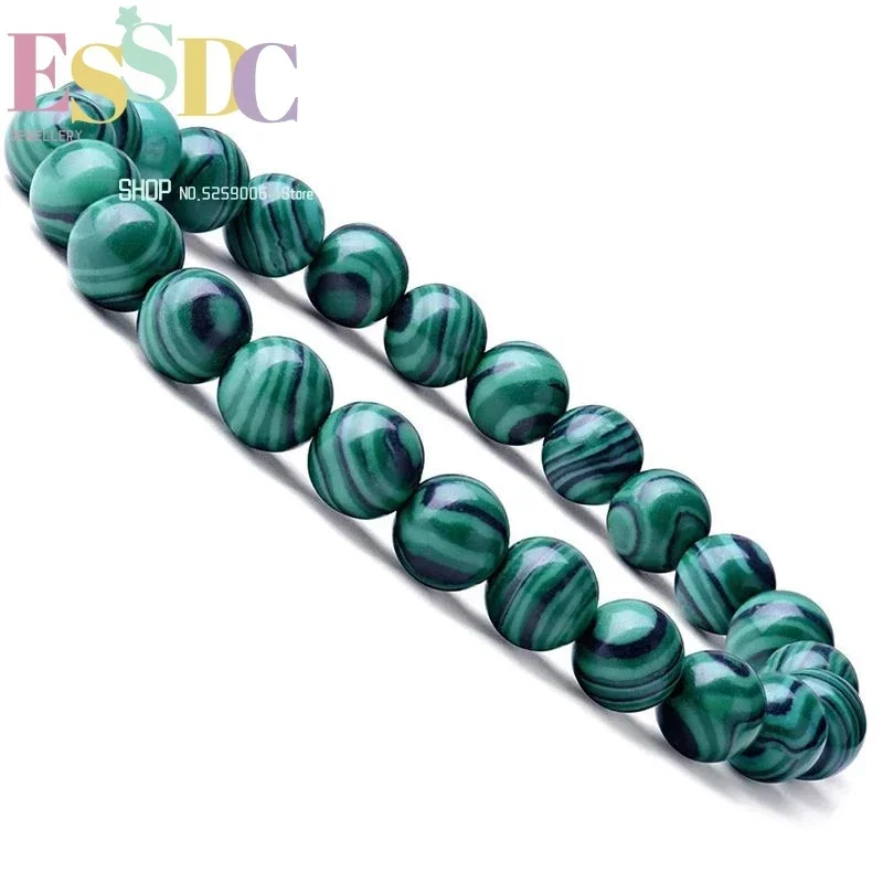 8mm Natural Green Malachite Hand  Energy Stone Beads Resist Fatigue Bracelet for Men Women Gift Jewelry Wholesale