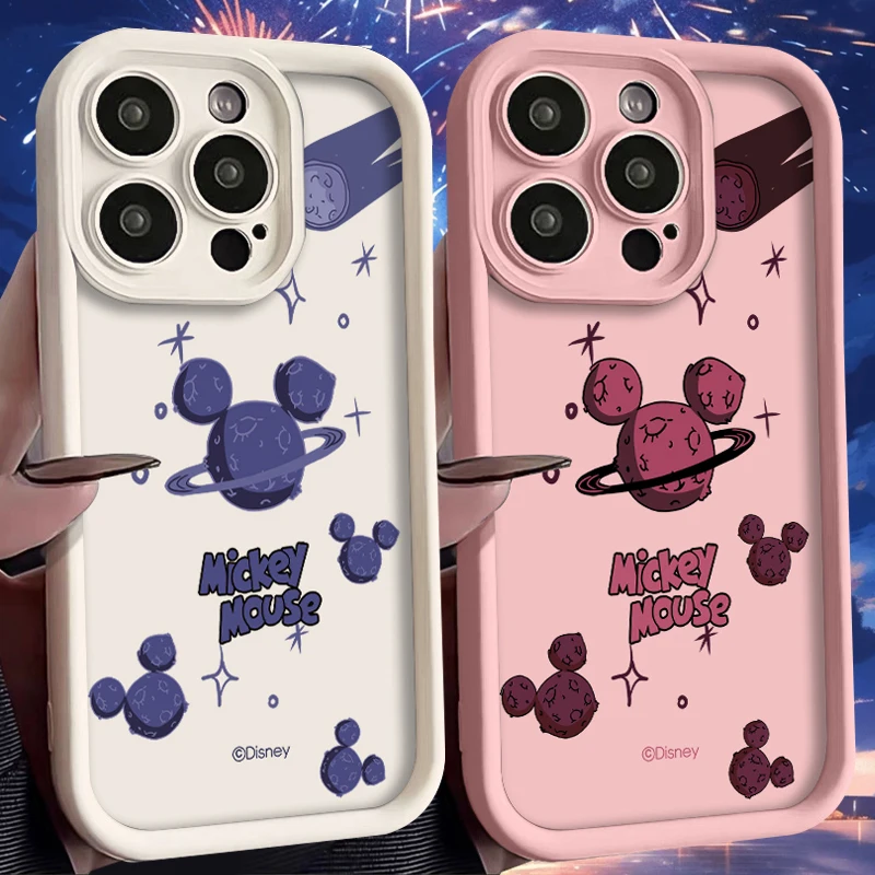 Protective Case For iPhone 16 15 14 13 12 11 Pro Max X XS X S Max XR SE 2020 7 8 Plus iphone16 Disney Mickey Minnie Planet Cover