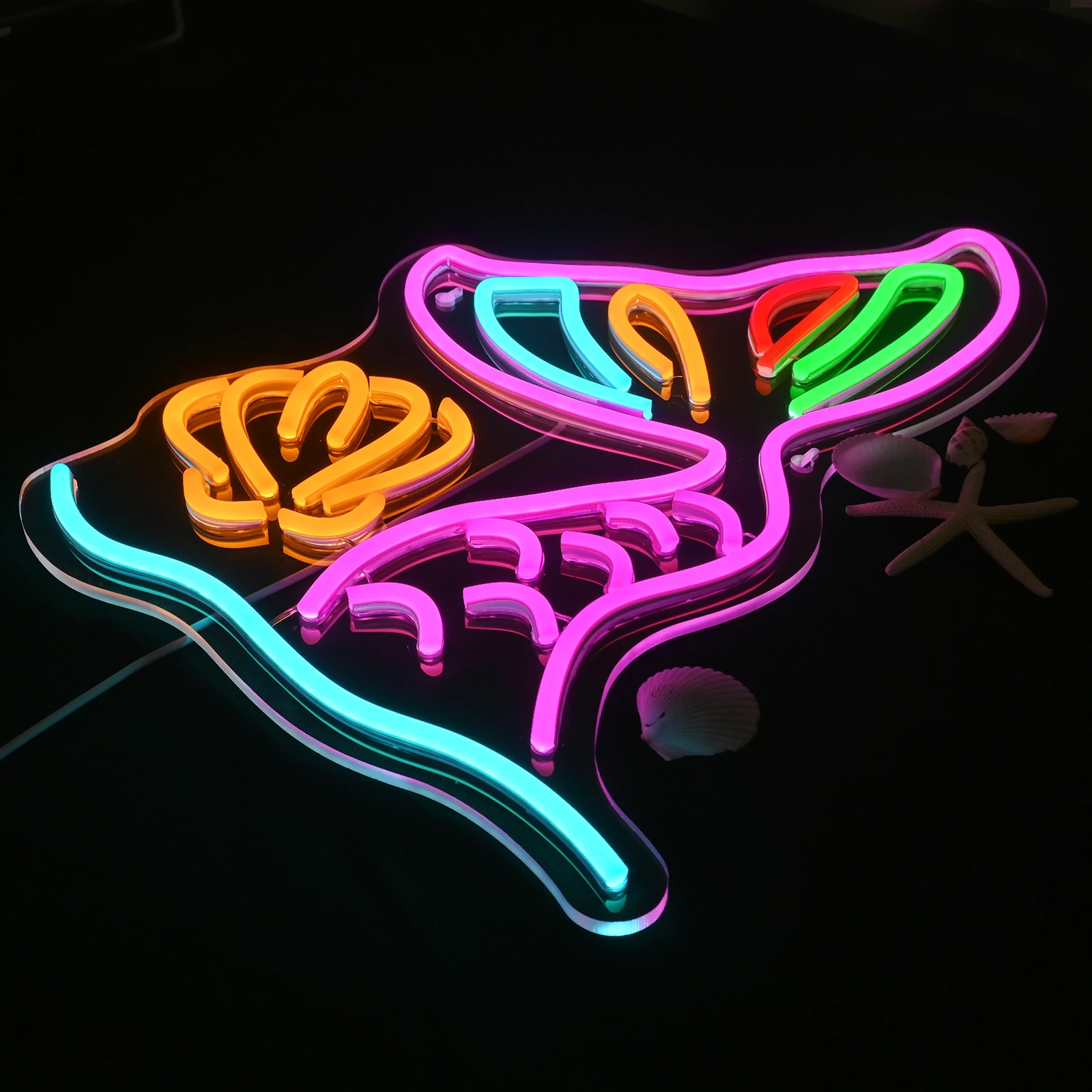 LED Neon Sign para Wall Decor, Art Tail Lamp, Beleza Peixe, Decoração do Quarto, Casa, Quarto do miúdo, Bar, Pub, Salão, Regulável