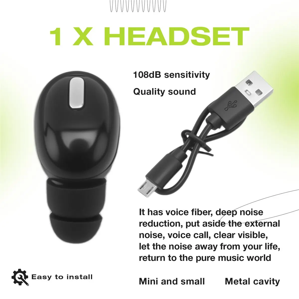 （Gift Idea）Wireless Bluetooth Single Ear Sports Bluetooth Headset with Microphone Hands-Free In-Ear Headset