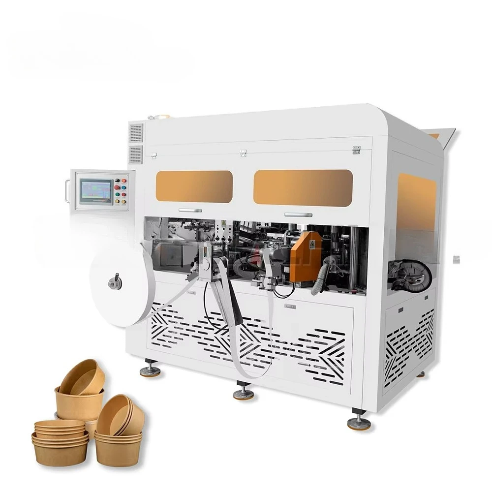 Fully Automatic Kraft Round Box Take Away Container Paper Soup Bowl Making Machine