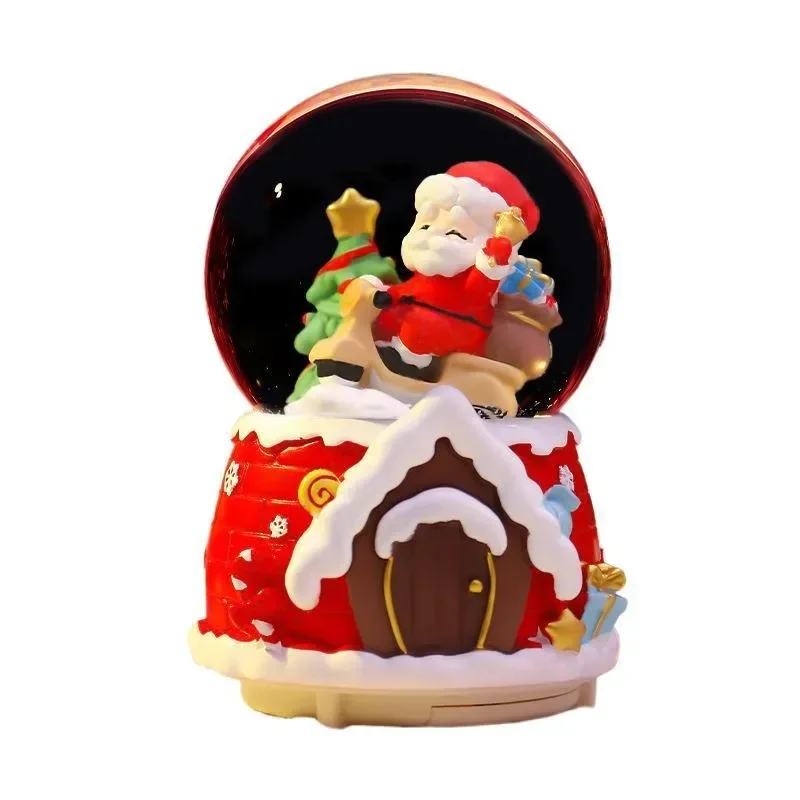 Christmas Eve Gifts Santa Claus Rotating Music Box Creative Crystal Ball Ornament
