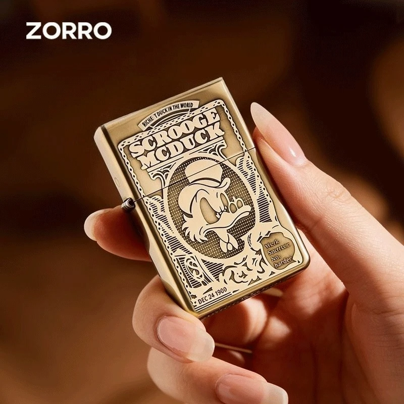 【ZORRO】Zorro Scrooge Donald Duck Kerosine Lighter Rich Duck Retro Personality Birthday Gift for Men  Smoking Accessories