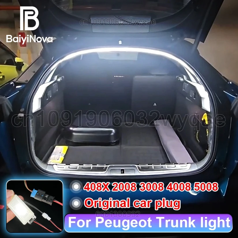 

Светодиодная лента для багажника автомобиля Peugeot 408X 2008 3008 4008 5008, LED-подсветка, установка Plug and Play, атмосферная подсветка багажника.