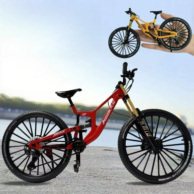 

Улучшенный горный велосипед с двойной амортизацией, имитация из сплава, модель с мягкой подвеской, металлическая гоночная мини-машинка-украшение