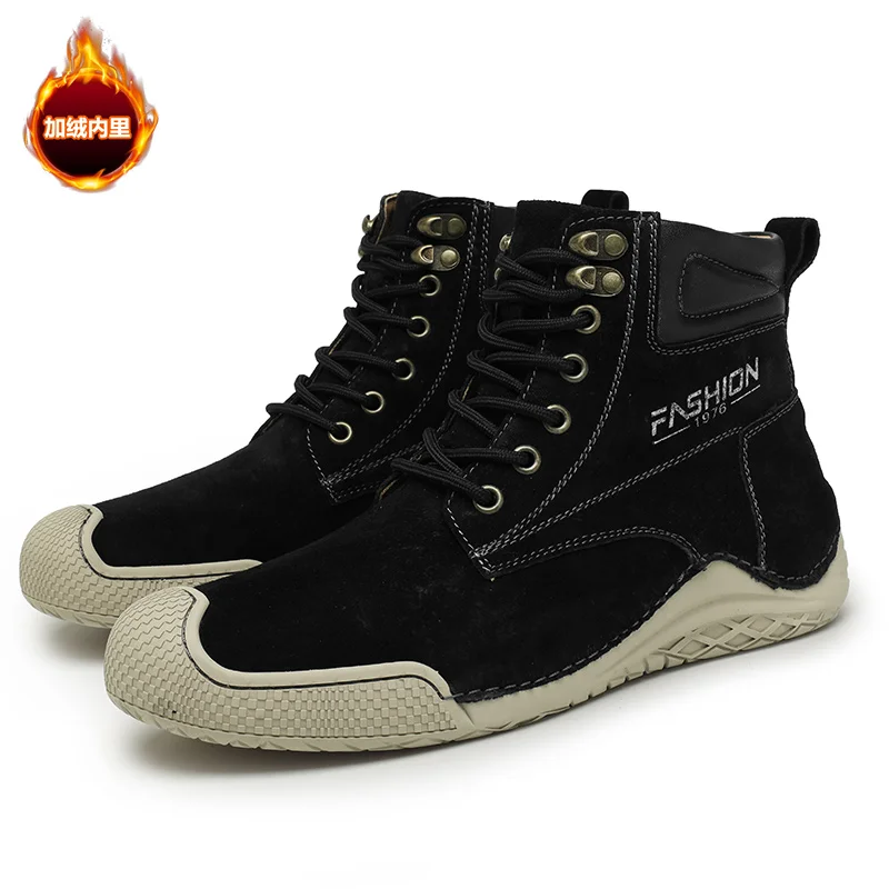 

Winter Men High Top Boots Casual Men Cotton Boots Sneakers Warm Snow Boots Leather Non-slip Men Leisure Boots Bota Masculina