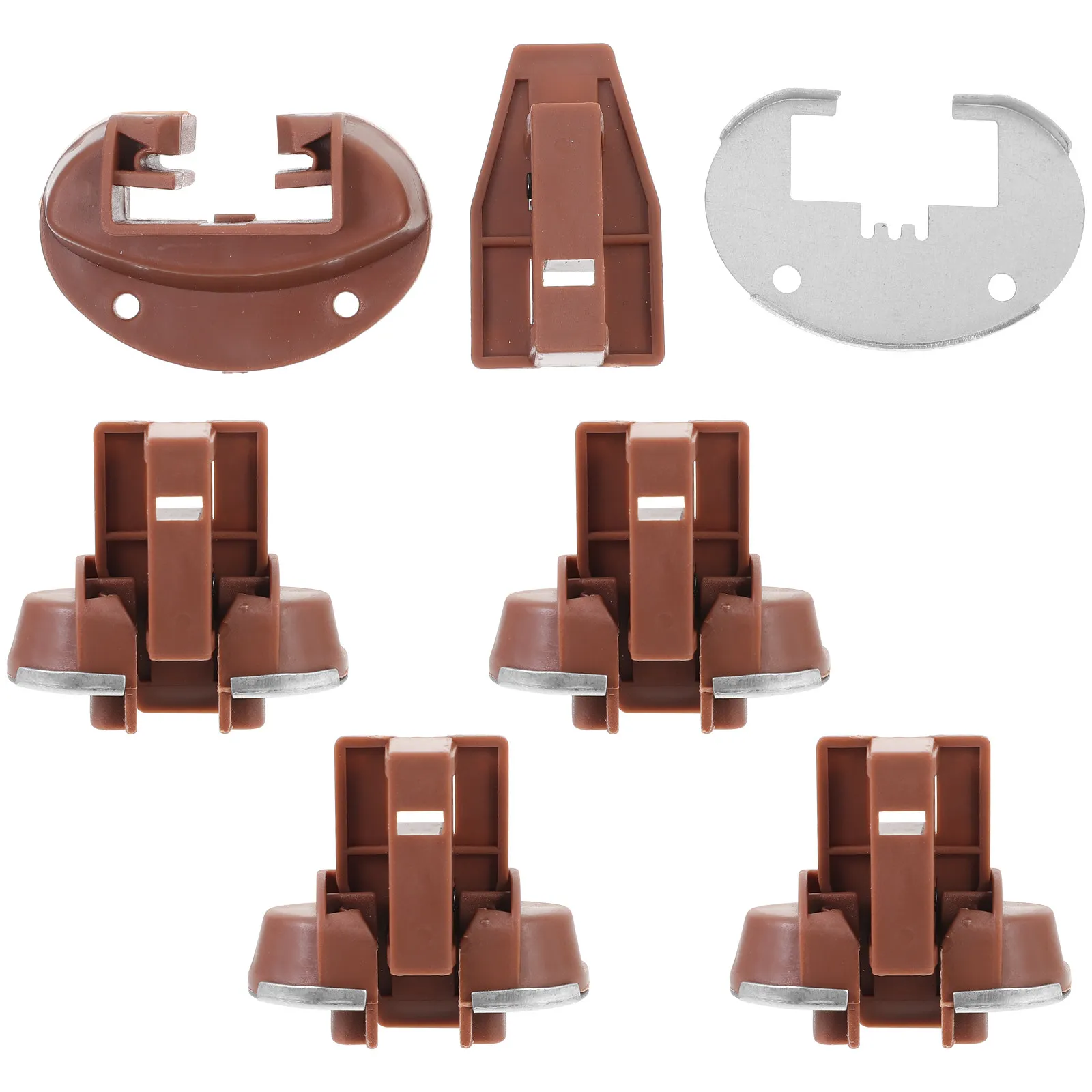 5 Sets First Drawer Rails Runners Glides Guides Stopper Bottom Mounted Slides Center Undermount Light Brown