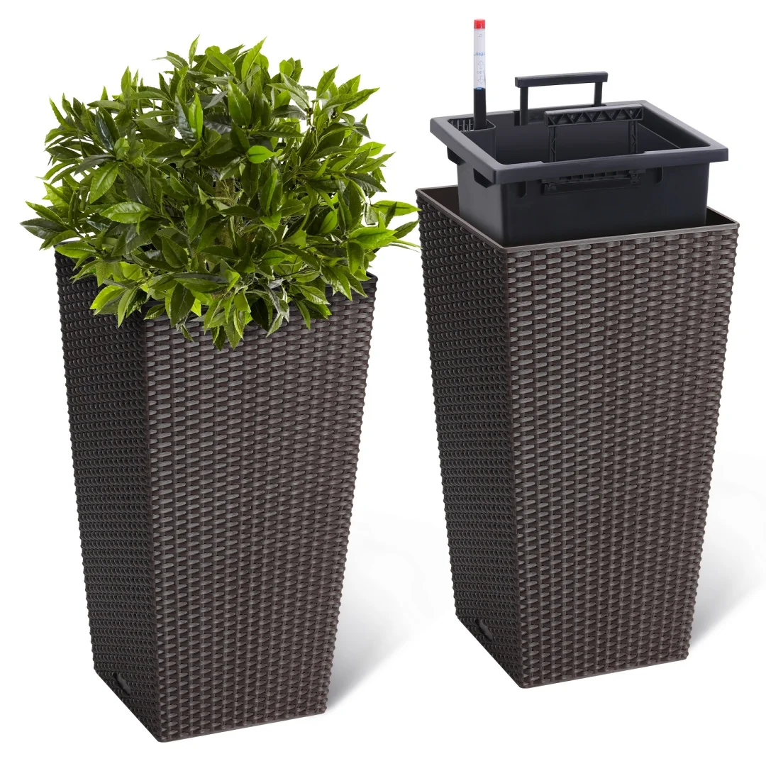 Set of 2 Rattan Style Planter, 30